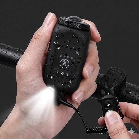 Vyzio - Fietsverlichting LED USB Oplaadbaar - Fietslicht met 110 dB Fietsclaxon - Waterdichte Fietslamp Voor MTB, Racefiets & Stadsfiets - LUMIHORN — afbeelding 2