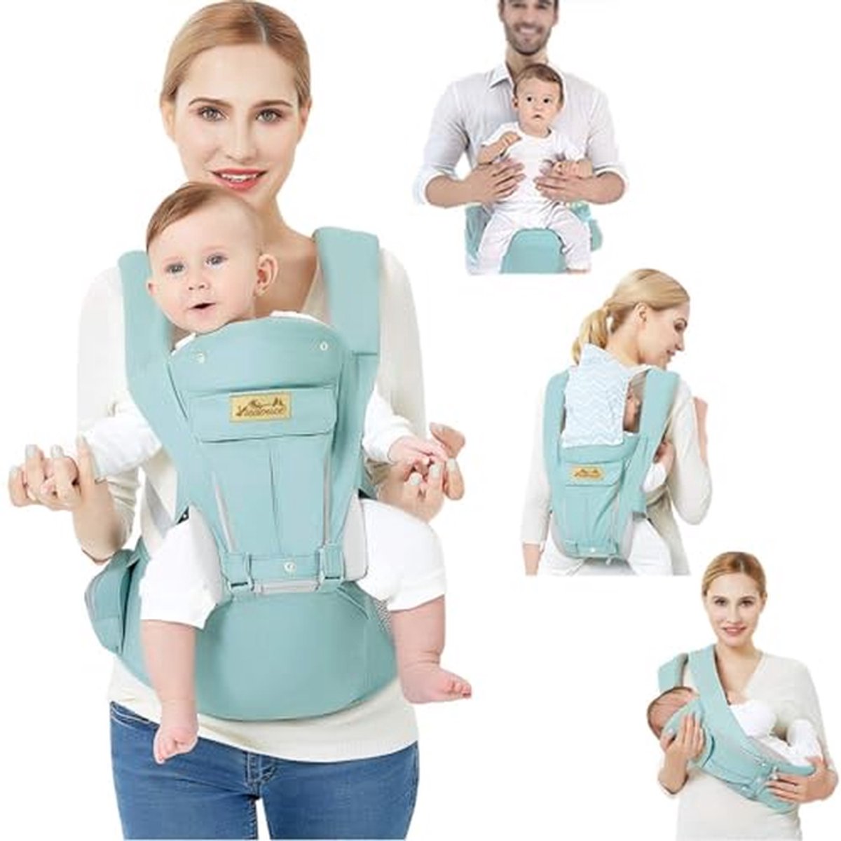 Babydrager - Kinderdrager Rugzak - Comfortabel Dragen - Ergonomisch Ontwerp - Tot 20kg - Cyaan
