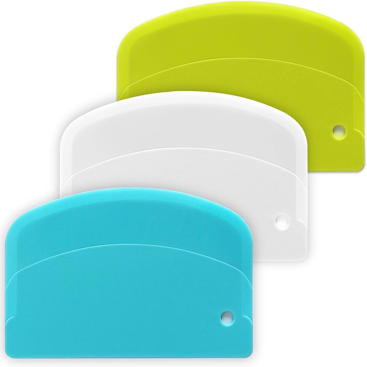 Deegschraper Keuken - Bakgereedschap - Bakken en Snijden - Ergonomisch Ontwerp - 13.5 cm - Groen Blauw Wit