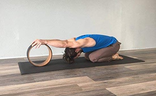 Yoga Wiel - Oefenwiel Yogaprop - Houdingen Verdiepen - Extra Dik TPE Kussen - 32 cm Diameter - Houtnerf Zwart — afbeelding 2
