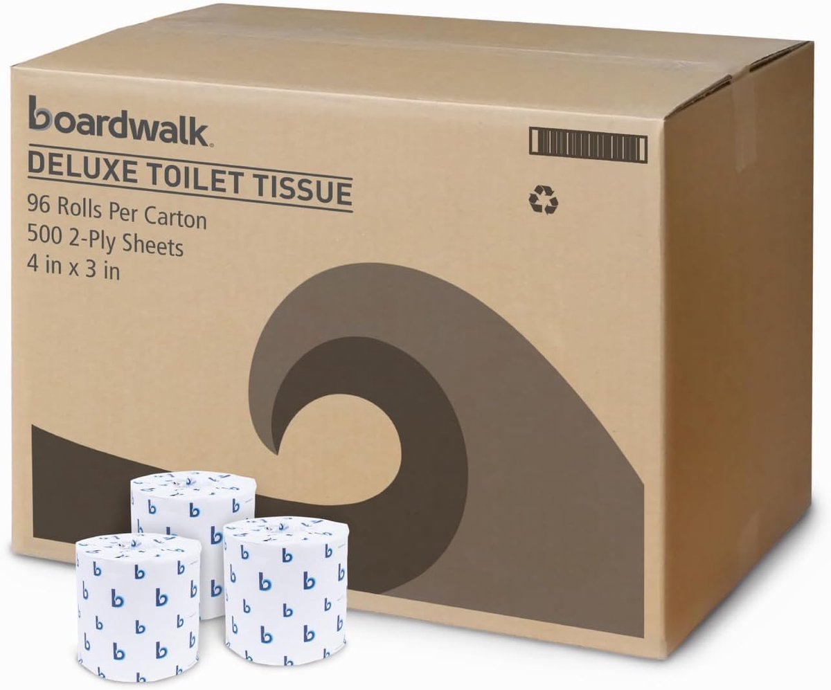 Badkamertoiletpapier - Zacht papier - Dagelijks gebruik - Gerecycled materiaal - 96 rollen - Wit