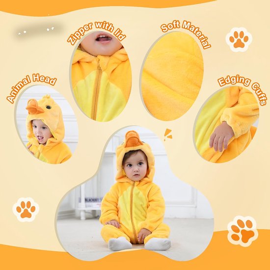 Baby Winter Romper - Baby Jumpsuit - Warm Houden - Met Capuchon - 0-36 Maanden - Flanel — afbeelding 3