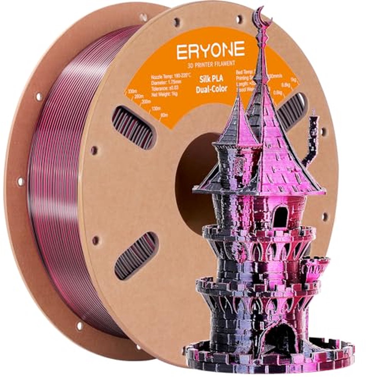 Zijde Dual Color Filament - Tweekleurig PLA - 3D Printen - Soepele Extrusie - 1kg - Zwart Roze