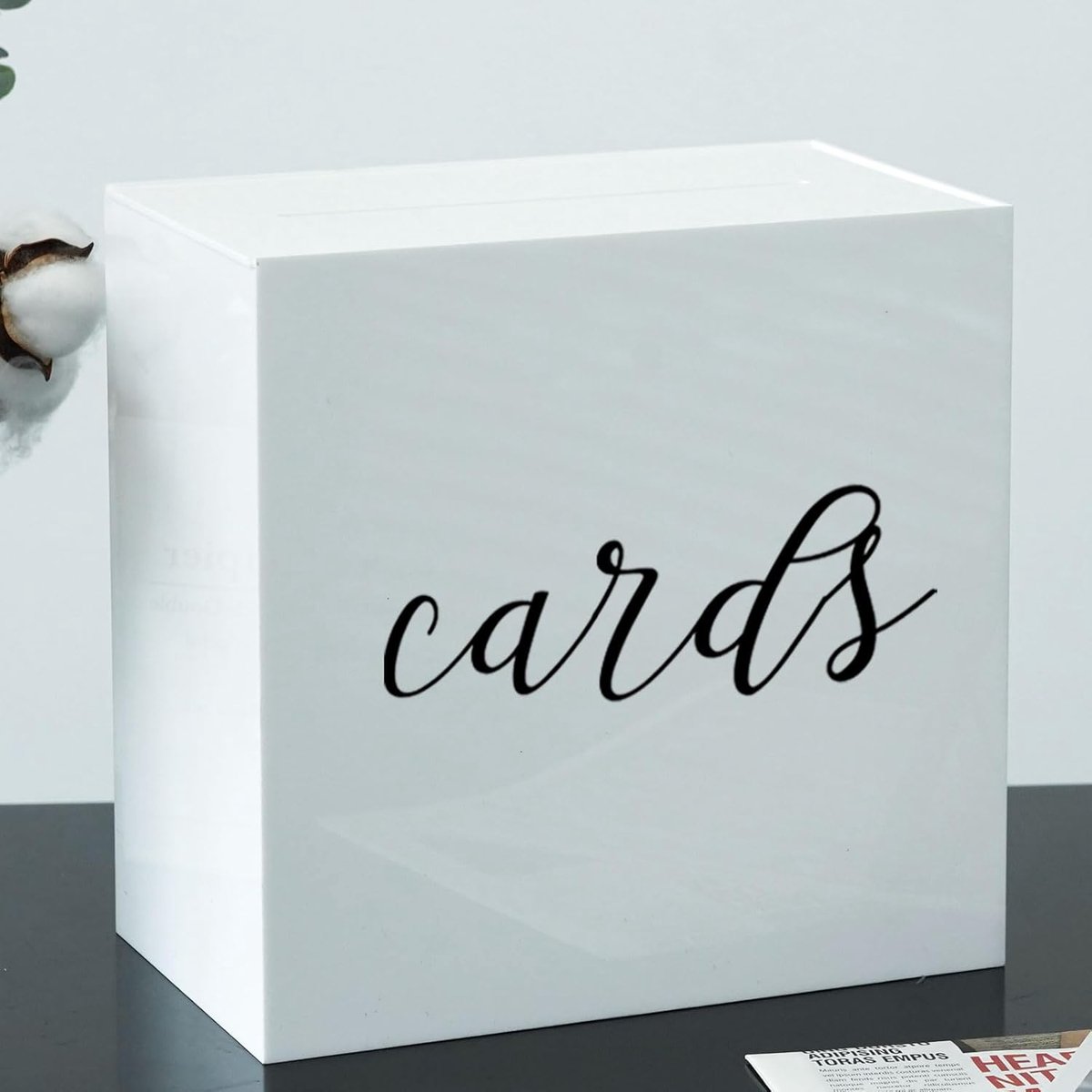 Kaartdoos - Opbergdoos Geschenken - Feestdecoratie - Aanpasbaar met pen - 25x25x15 cm - Wit