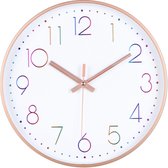 IvoQ Moderne Wandklok - Stil Uurwerk - Rosé Goud & Gekleurde 3D Cijfers - Analoog - Niet Tikkend - 30 cm