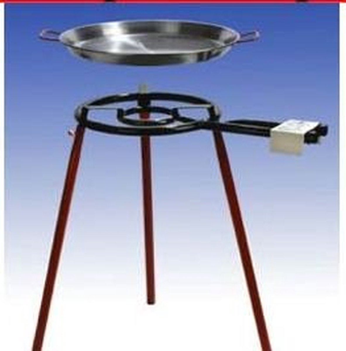 Paella Grillset - Gasbrander Pan - Grote Maaltijden - Dubbele Vlam - 70 cm Pan - Zilver