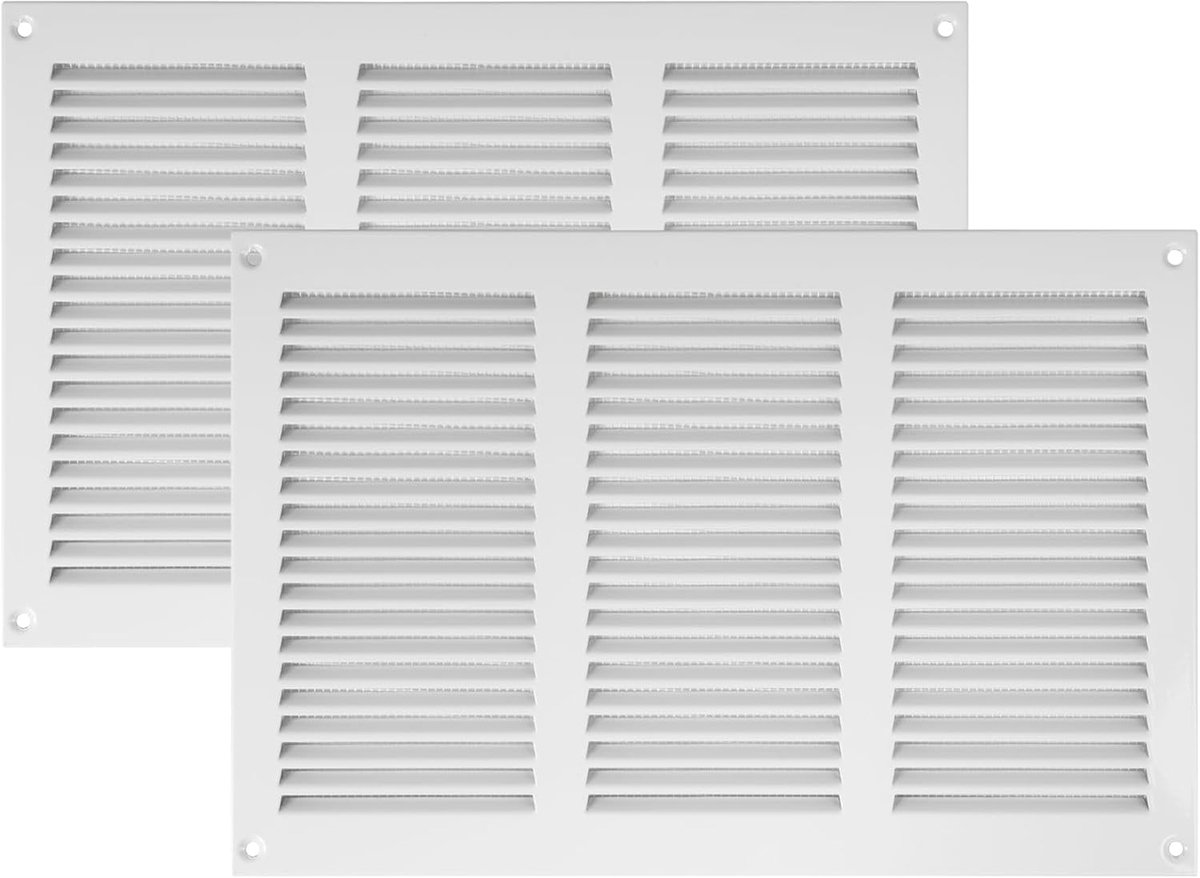 Ventilatie Roosters - Luchtterugloopgrill - Luchtstroming Reguleren - Ingebouwde Ongediertebescherming - 30 x 20 cm - Wit