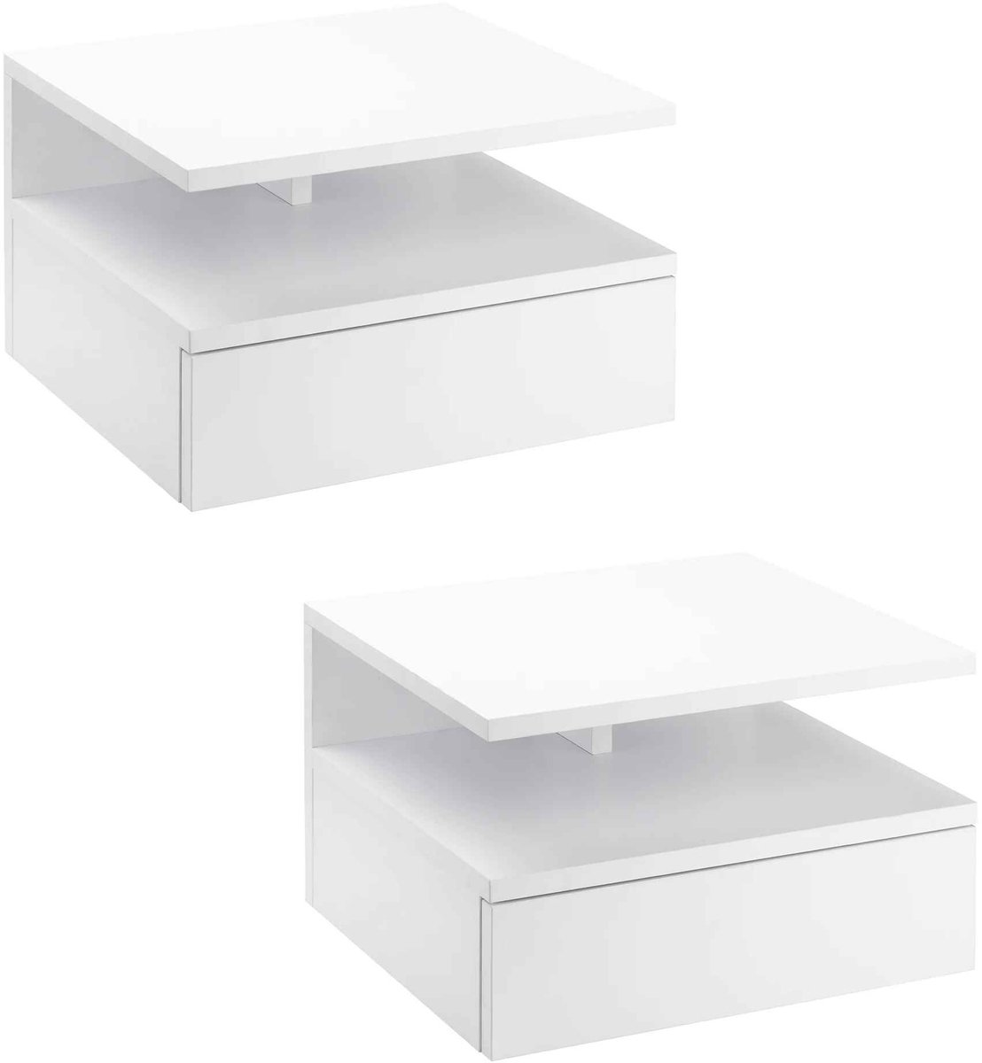 Bruinsma INEX Nachtkastje Zwevend - Nachtkastjes Set Van 2 - Nachtkastjes Modern - Hangend Nachtkastje - 35Lx32Bx22.5H CM - Wit