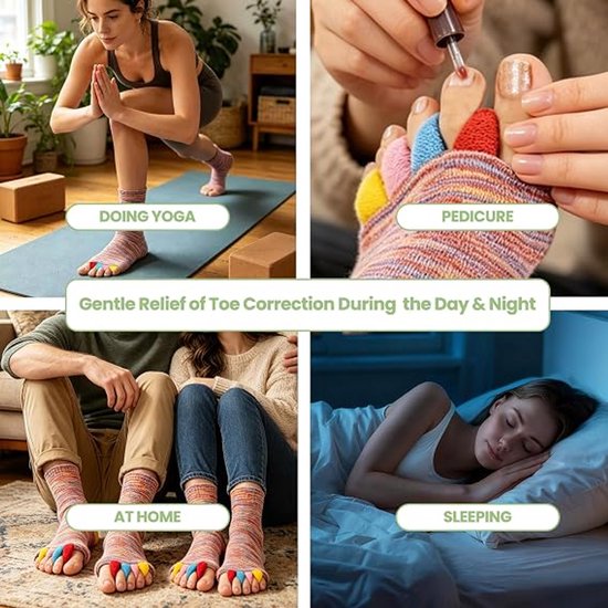 2 paar - Sokken met aparte tenen - Tenenscheidersokken - Hallux Valgus Corrector - Yoga sokken zonder tenen - Ademend - Anti-wrijving - Voor pijnverlichting - Geschikt voor yoga, pilates en dagelijkse activiteiten — afbeelding 3