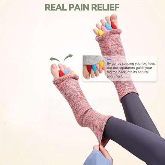 2 paar - Sokken met aparte tenen - Tenenscheidersokken - Hallux Valgus Corrector - Yoga sokken zonder tenen - Ademend - Anti-wrijving - Voor pijnverlichting - Geschikt voor yoga, pilates en dagelijkse activiteiten — afbeelding 2