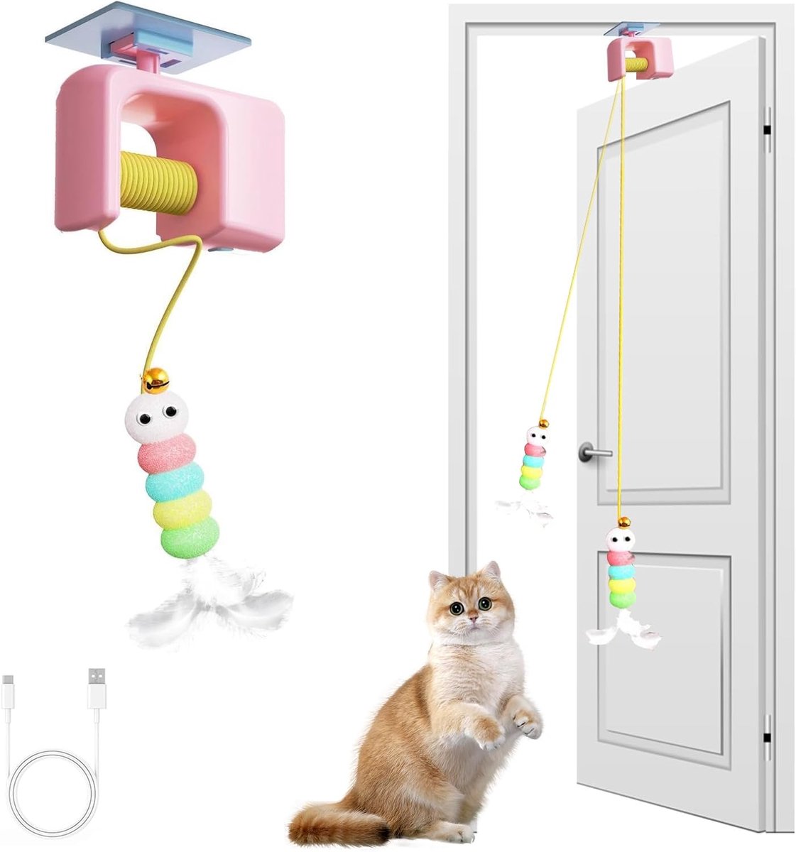 Kattenspeelgoed Interactief - Oplaadbaar Elektrische Zelfrollende Bal - Hondenspeelgoed - Kattenspeelgoed Elektrisch - Voor Katten en Kleine Honden - Roze