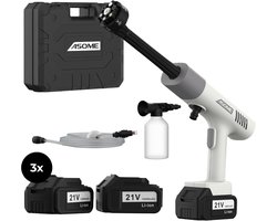 ASOME X021 Hogedrukreiniger - Hogedrukreiniger Accu - Hogedrukreiniger Auto - Draadloze Hogedrukreiniger - Terrasreiniger - Hogedrukspuit - 3x 15000 mAh Accu - 120 minuten gebruik