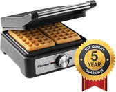 Bestron Wafelijzer - AWM100BL - 1600W - 2 wafels - Anti aanbaklaag - Zilver/Zwart - 5 jaar garantie