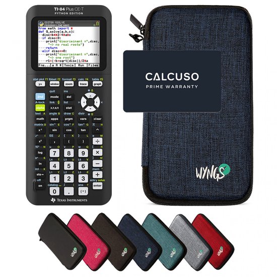 TI-84 Plus Ce -T Python Edition incl. WYNGS Beschermhoes Blauw - Grafische Rekenmachine - Basis Pakket