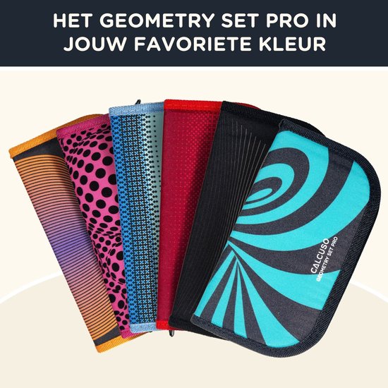 Geodriehoeken & Passer Set – Zwart etui met liniaal, gum, sjabloon en formules