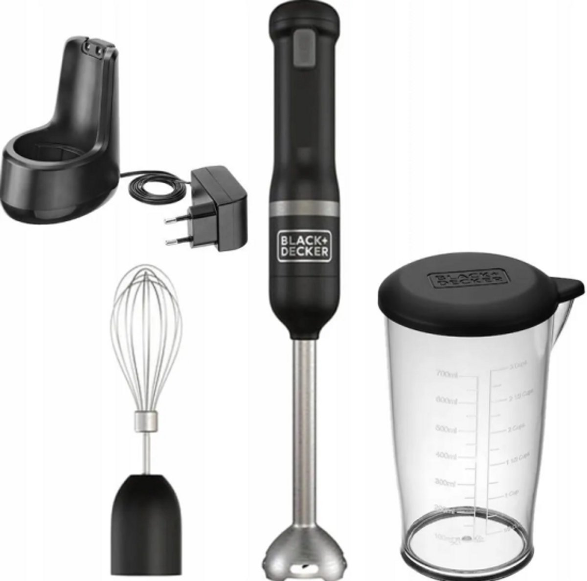 Black & Decker BCKM1012KB-QW Draadloze Staafmixerset - 700 ml - 5 Snelheden - Handmixer Zwart