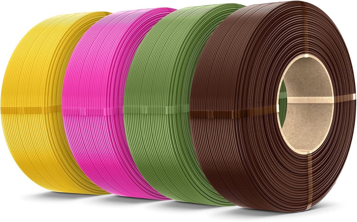 3D Print Filament - PLA+ Vulling - Functionele Delen Printen - Verbeterde Taaiheid - 4kg 4 Rollen - Multicolor