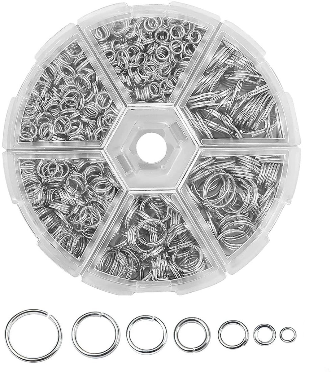 Dailygoods- Springringen 1390 Stuks - Splitringen - Zilverkleurig - Metalen Kettingringen - Buigringen - Voor Sieraden Maken - Gemengde Maten - Sieradenringen