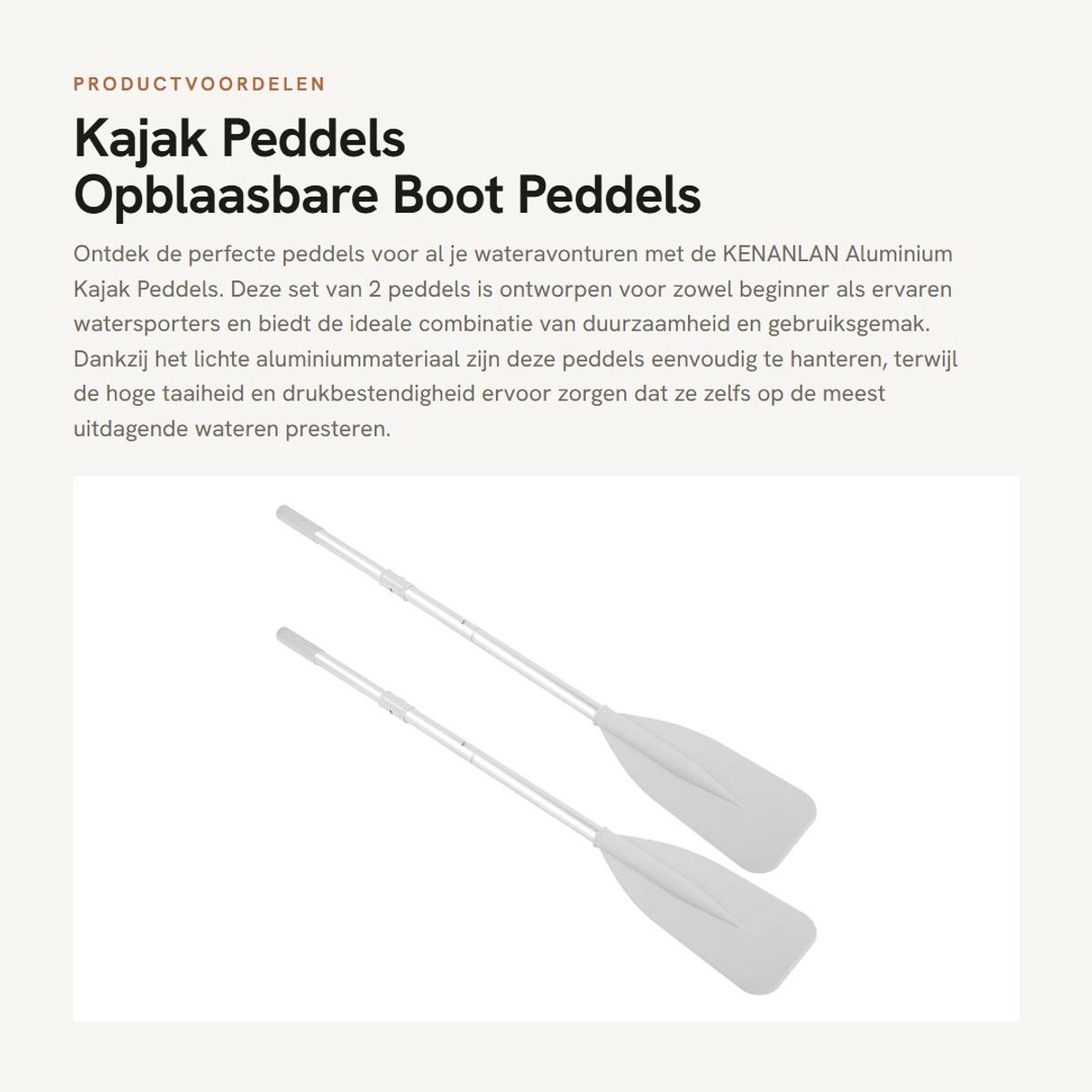 Dailygoods - Kajak Peddels - Opblaasbare Boot Peddels - Versterkte Bladen - 2 Set - Rubberboot Peddels - Geschikt voor Kano's en Vissersboten