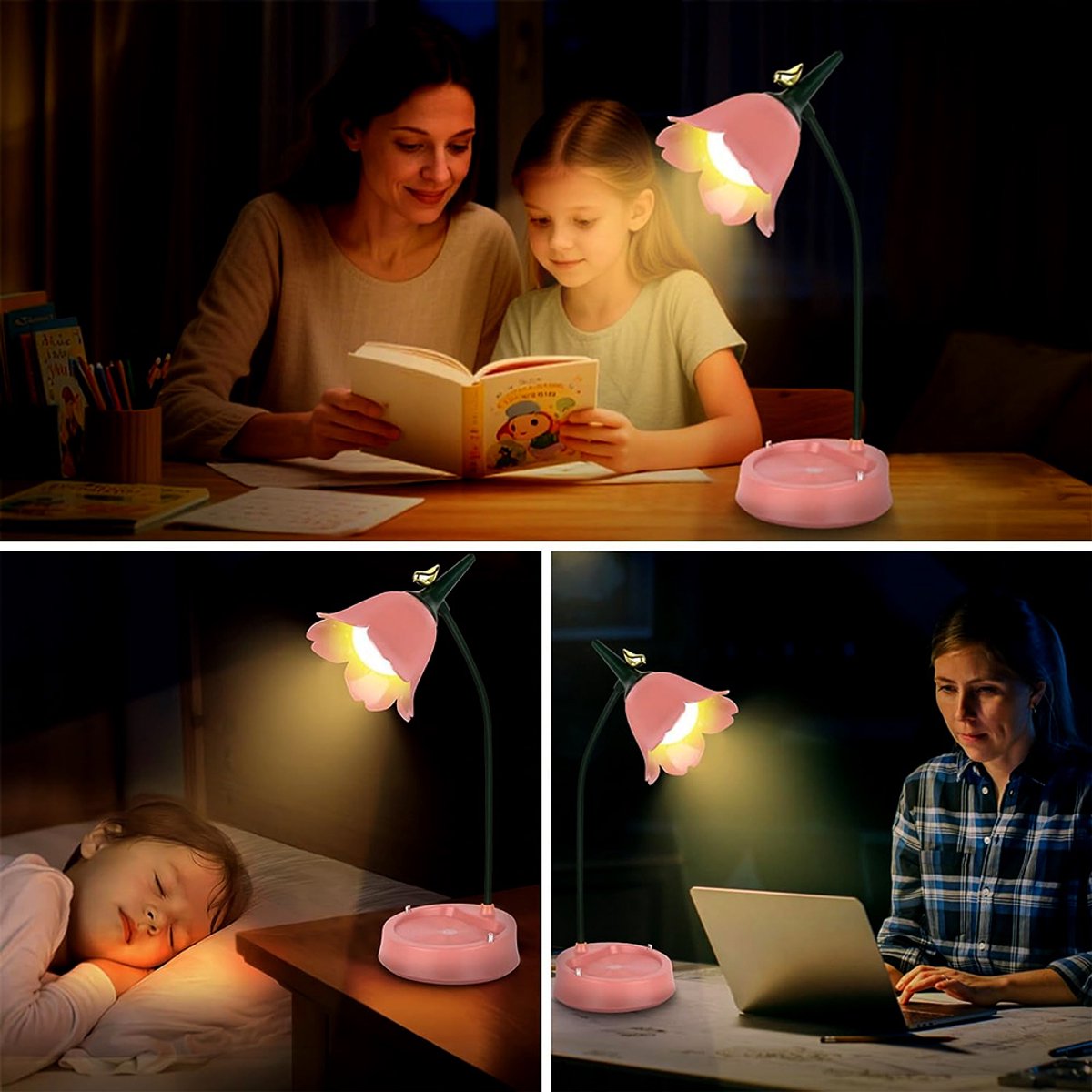 Roze bureaulamp voor meisjes - Dimbaar LED-bureaulampje thumbnail 6