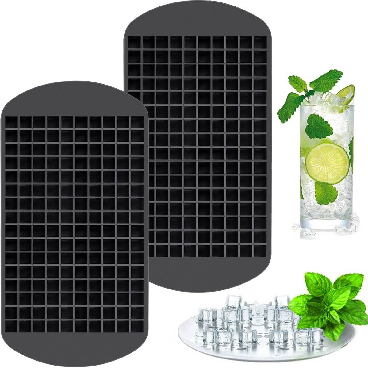 Dailygoods- IJsblokjesvorm met deksel - IJsblokjesvorm siliconen - IJsblokjesvorm groot - IJsblokjesvormen bpa vrij - 160 IJsblokjes per keer - Ideaal voor slushies en smoothies - Ijsbakje