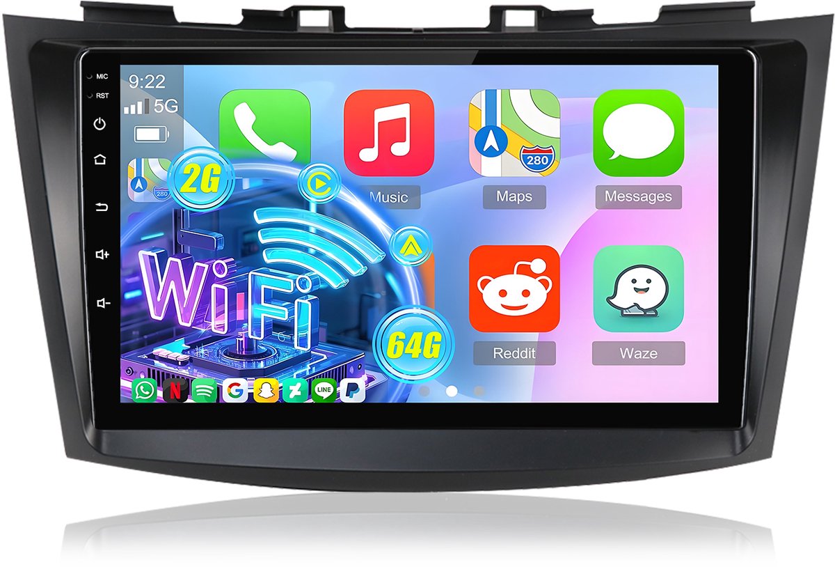 Cestovet Autoradio - Geschikt Voor Suzuki Swift IV 2011 t/m 2017 - Apple Carplay & Android Auto (Draadloos) - Android 15.0 - 2+64GB - Touchscreen - GPS Navigatiesysteem