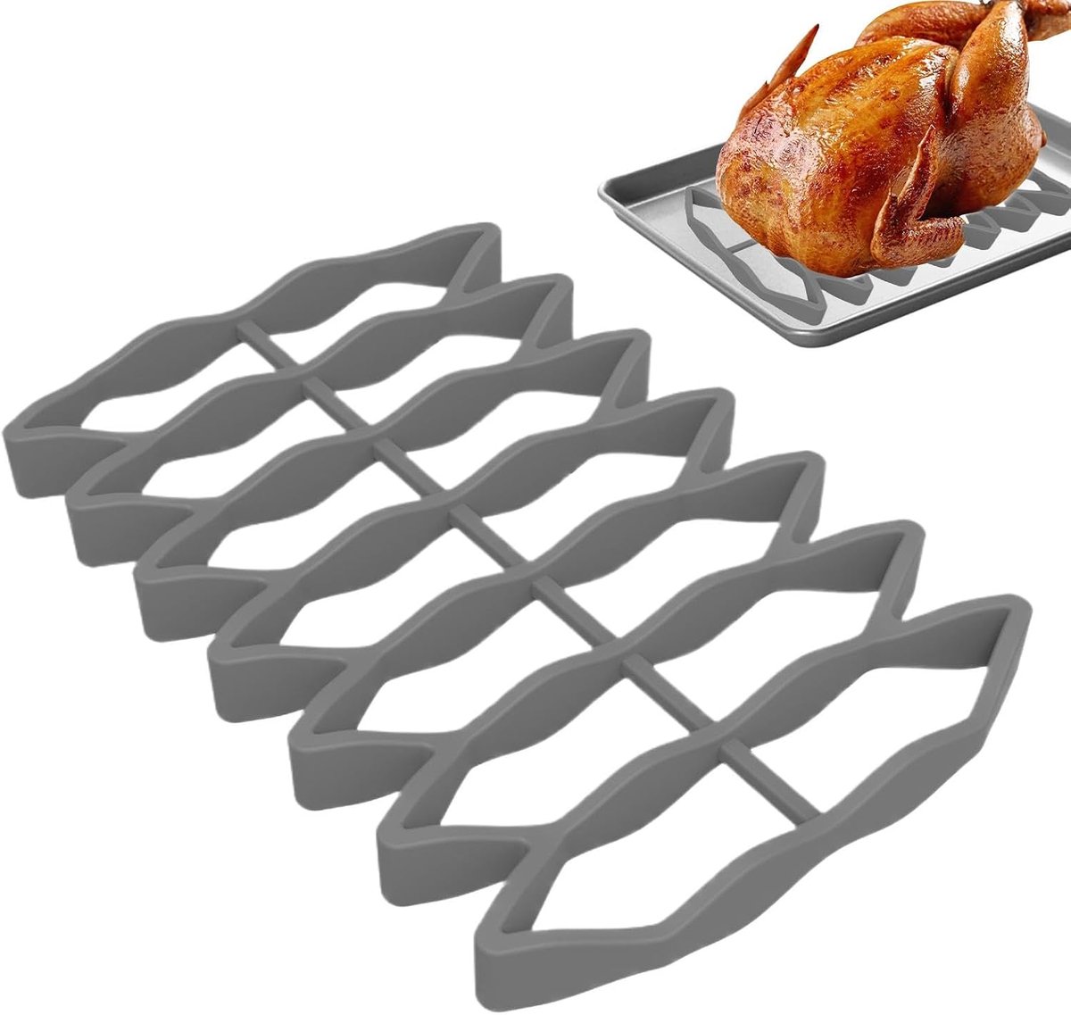 Oven Kookrooster Braadrek Stoomgereedschap Gelijkmatig Braden Bevordert Luchtcirculatie 23 x 15.6 x 2 cm Grijs