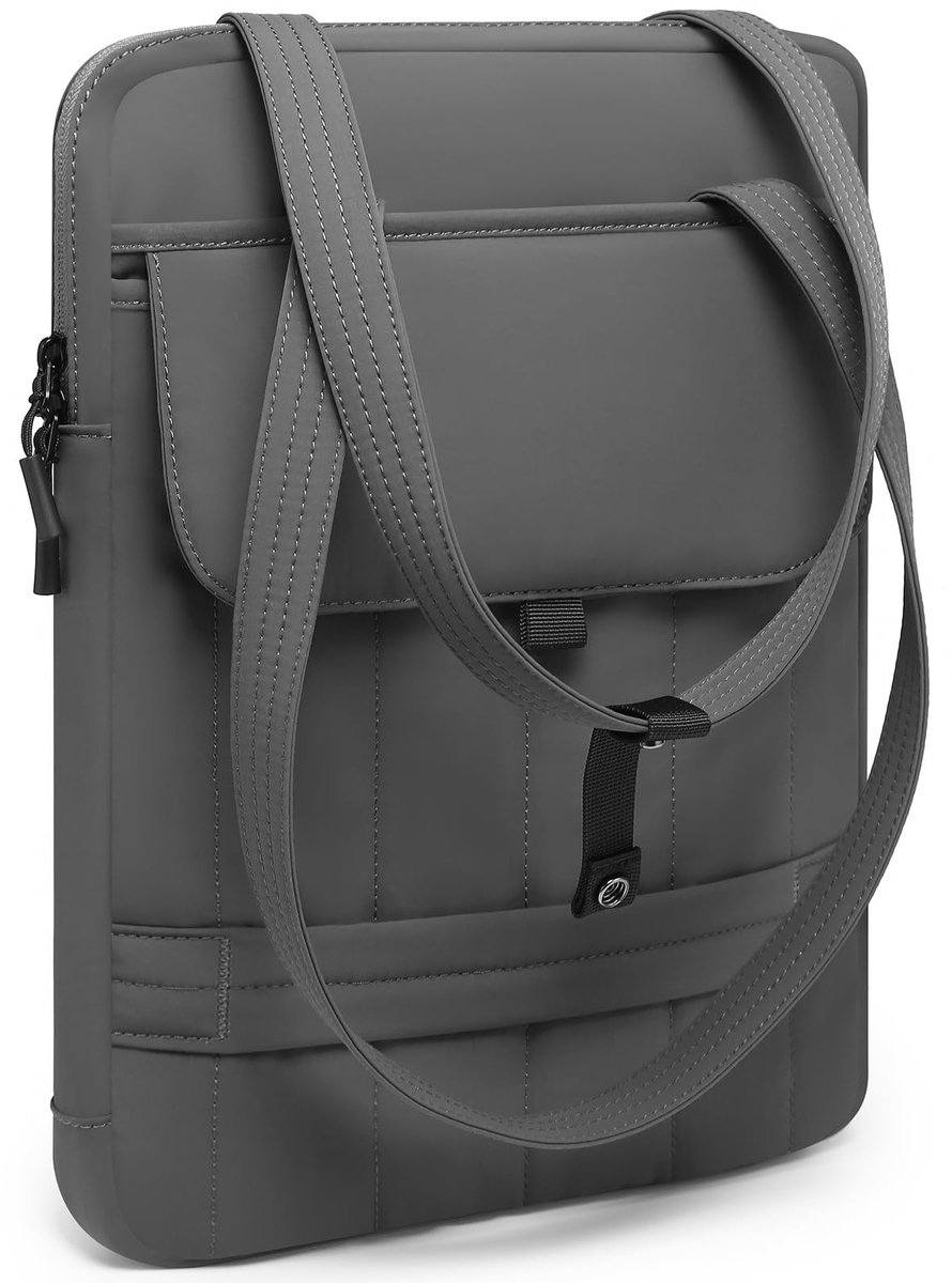 Dailygoods - HYZUO 15-16 Inch Puffy Laptophoes Gewatteerde Handtas voor MacBook Pro 15/16, 15" 15,6" Dell/HP/Lenovo/Asus/Acer/Samsung Notebook Chromebook, Dames Slanke Schoudertassen Werkdag Hoesje, Ruimte Grijs