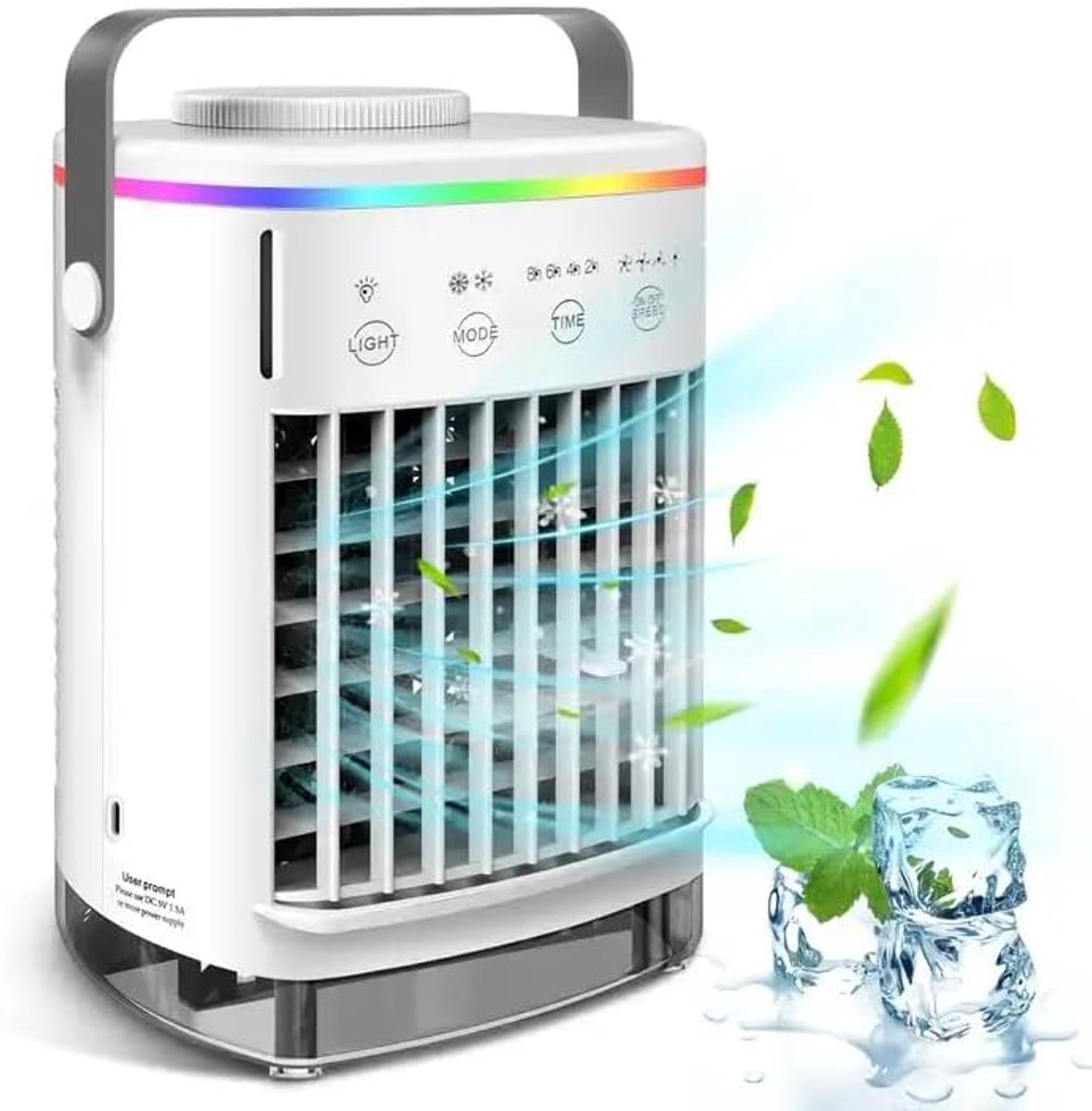 Mobiele airco -Mobiele airco zonder afvoerslang - Mobiele airco voor slaapkamer - Draagbare Aircooler -Voor Slaapkamer Woonkamer - 4 Snelheden - Airconditioning - LED Verlichting - Draagbare airconditioner