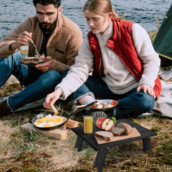 Klaptafel - Opvouwbare campingtafel - Campingtafel - Vouwtafel - Balkontafel - Tuintafel - Kampeer opvouwbare tafel - Picknicktafel - voor backpacken, wandelen, vissen, picknicken, tentkamperen en andere buitenactiviteiten - 40*29*13.5 cm - zwart — afbeelding 2