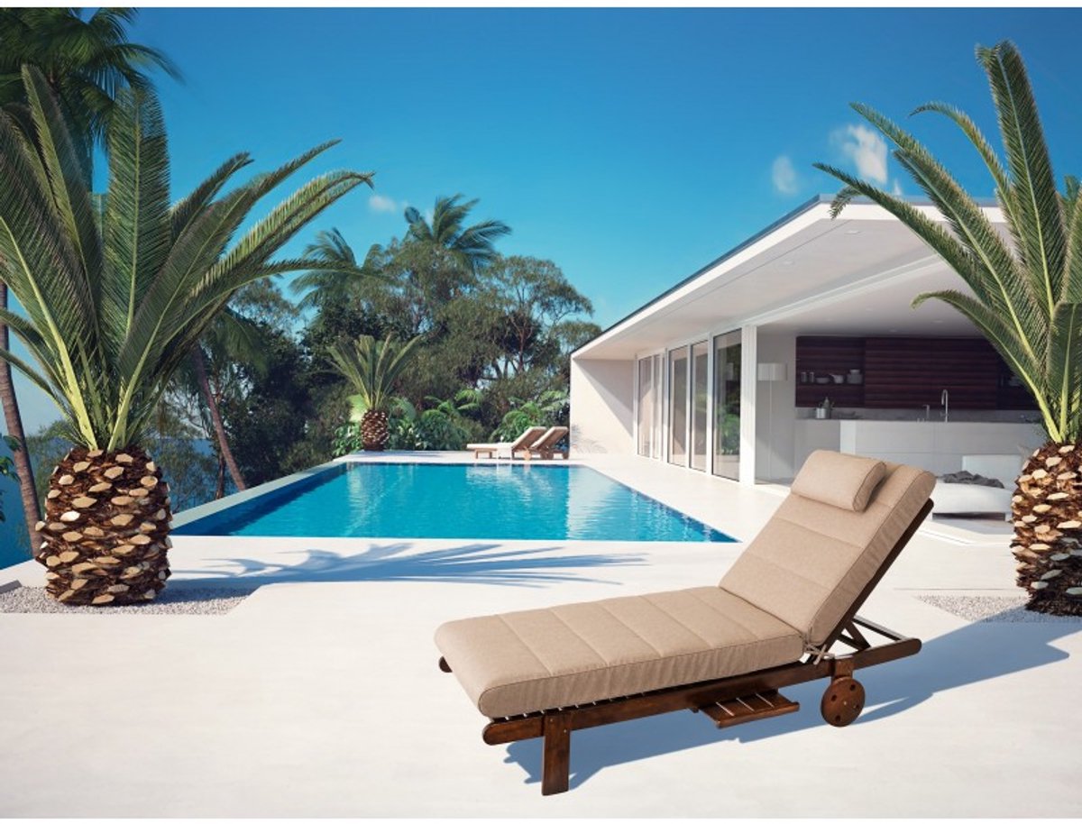 Ligbed Tuinkussen Malaga Beige Waterafstotend- Ligmatras - Multifunctioneel - Comfortabel - Duurzaam - Stijlvol - 204x60 cm