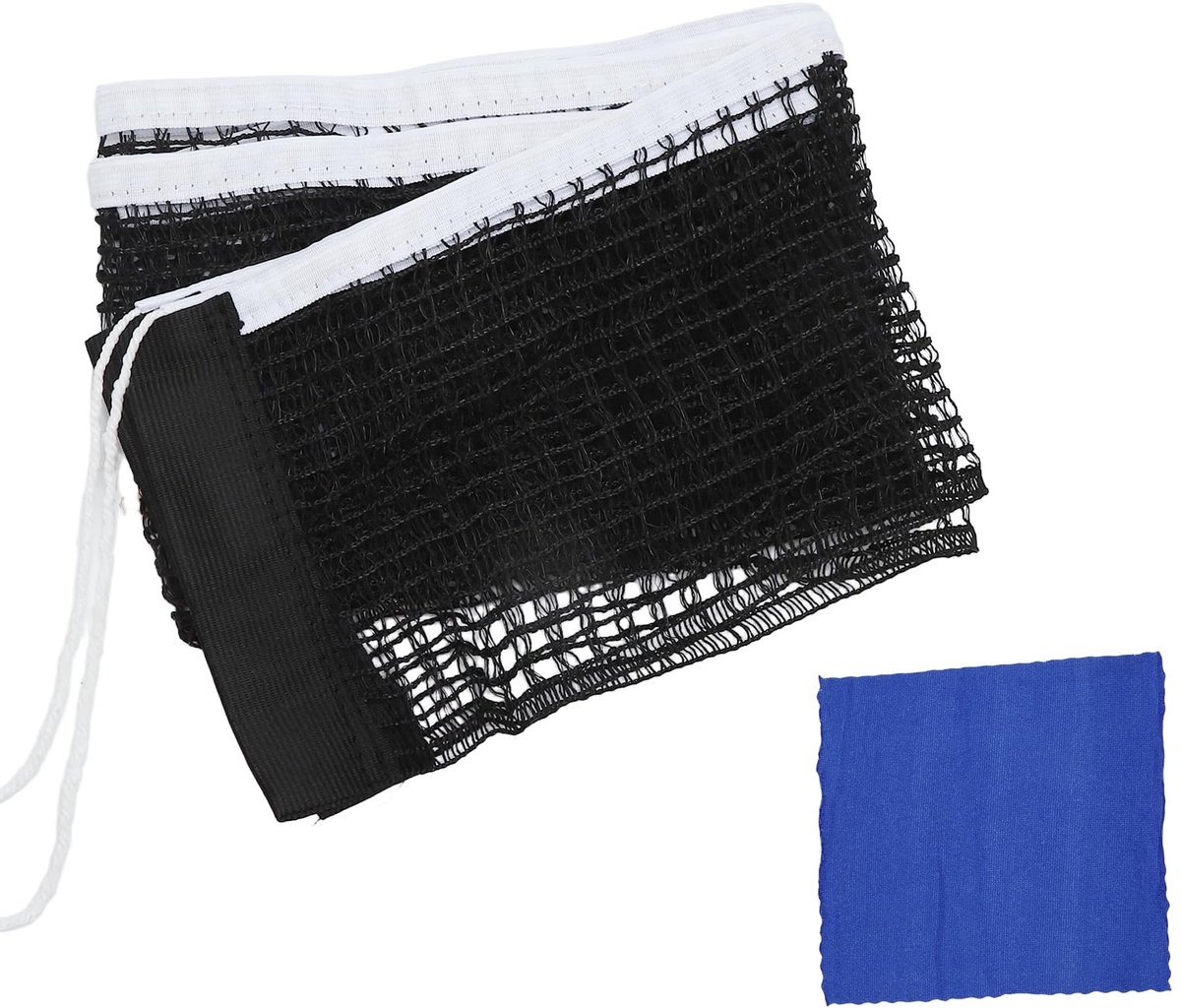 Dailygoods - APOMOONS Tafeltennisnet voor elke tafel, nylon vervangingsnet, draagbaar pingpongnet voor tafeltennistafel met blauwe kleine doek voor buiten en binnen, 170 cm, zwart
