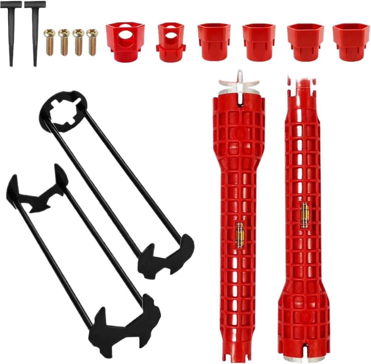 Kraangereedschap Set - Loodgietersgereedschap - Sanitaire Reparatie - Flexibele Handgreep - 16 Delig - Grijs