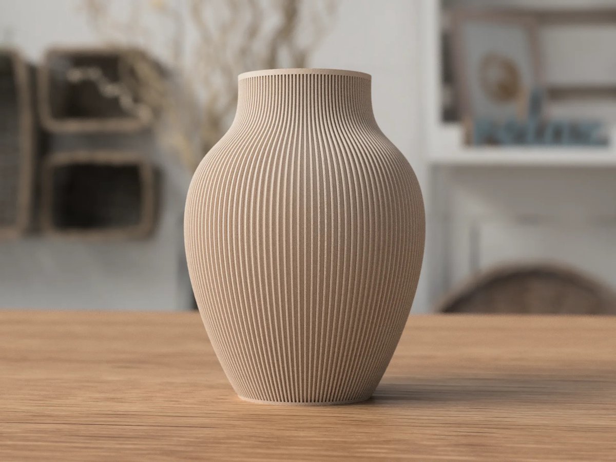 Tayo Japandi Vaas Beige | 18 cm | Japandi Stijl Vaas | Organische Vorm | Ribbel Vaas | Moderne Minimalistische Woondecoratie