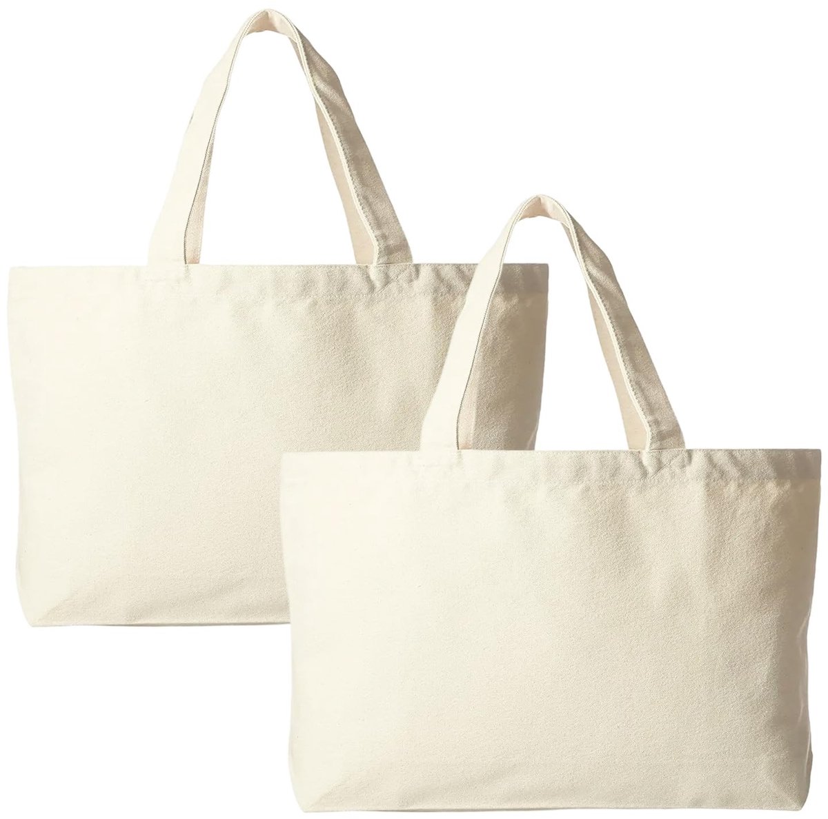 Dailygoods- Boodschappentas Katoen 35 x 45 cm - 2 Stuks - Herbruikbare Tas - Lange Handgrepen - Robuuste Constructie - Ideaal voor Bedrukken - Draagtas