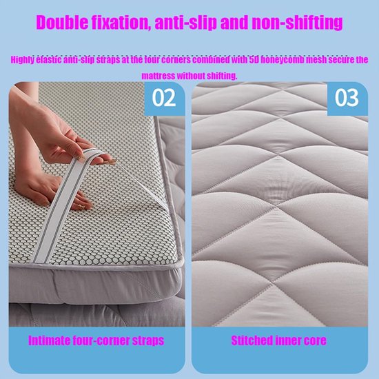 Tatami Matras - Japanse Vloermatras Futon - Comfortabel Slapen - 4cm Dikke Vulling - 200x90 cm - Zwart — afbeelding 2