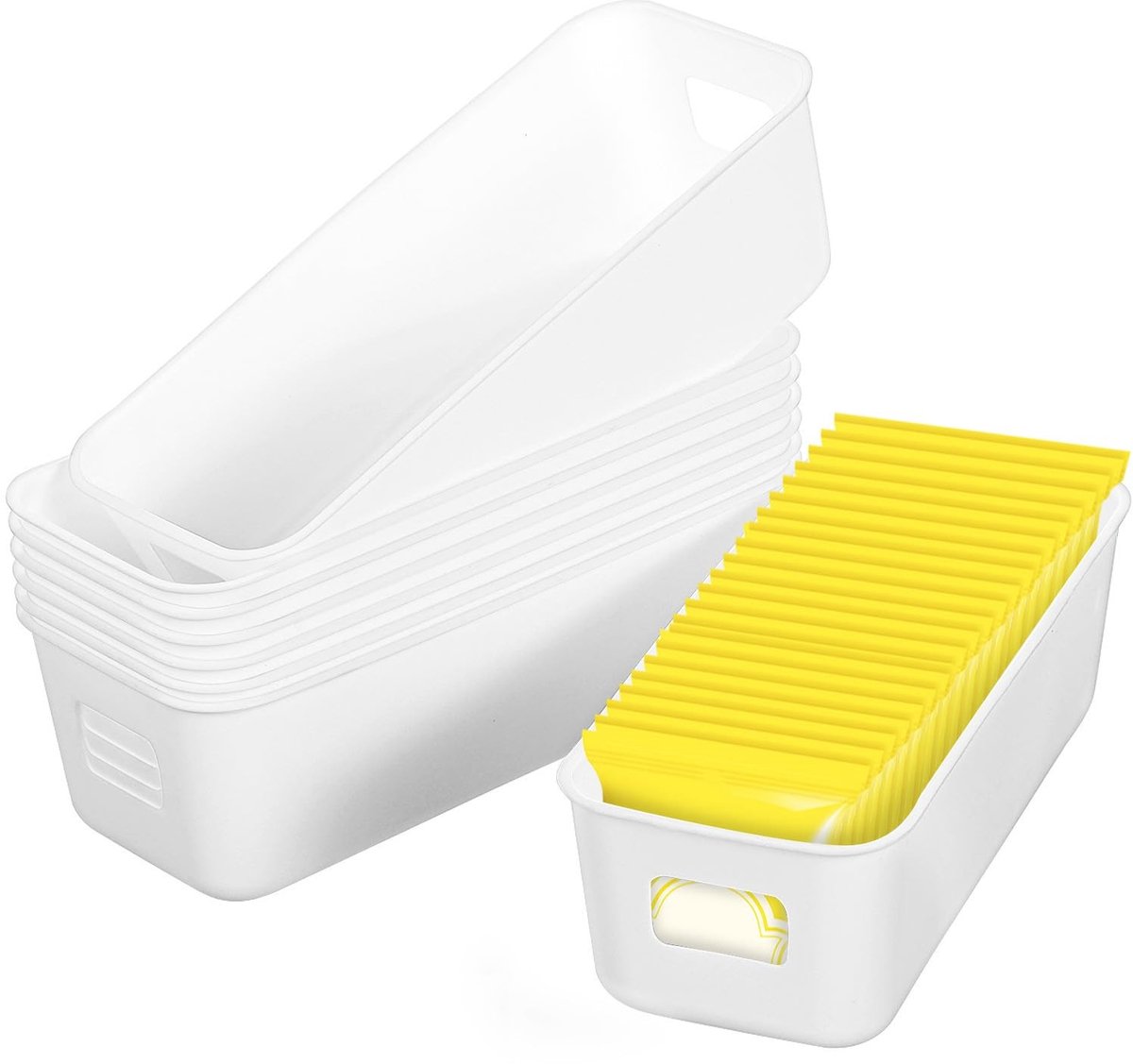 Dailygoods- Opbergdozen Set van 8 - Kunststof Organizerdozen - Rechthoekige Opbergdozen - Voorraadmanden - Huishoudorganisatie - Afmetingen 21,5 x 9 x 7 cm - Opbergmanden