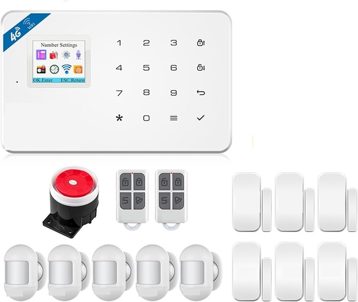 Draadloos Alarmsysteem - Home Security Kit - Huis Beveiligen - 110dB Sirene - KIT 1 - Wit