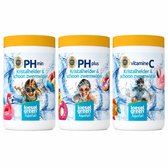 KieselGreen Zwembad Onderhoudsset 3-delig – pH Plus 1 kg + pH Min 1 kg + Vitamine C 1 kg – Complete Startset voor Kristalhelder Zwembadwater