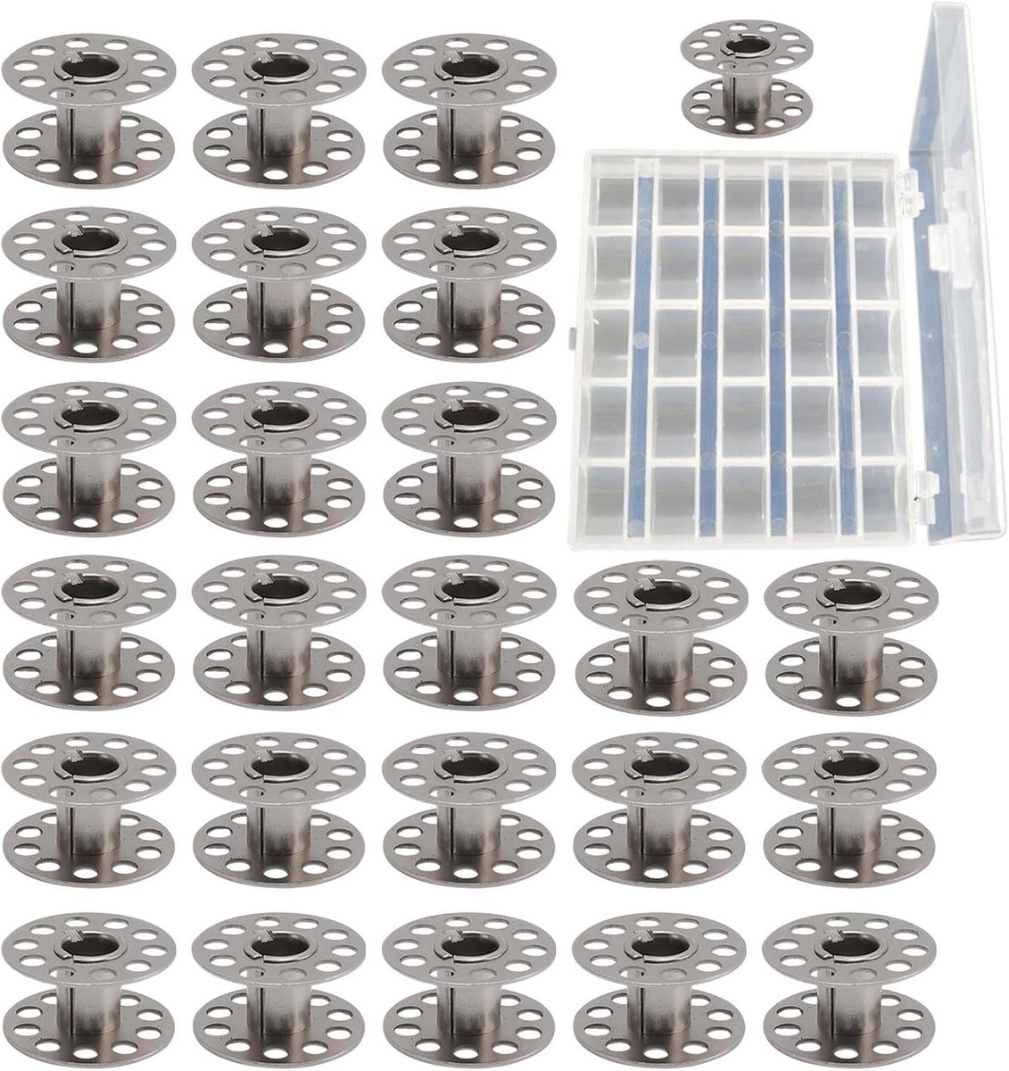 Naaimachine Spoelen - Garen Klossen - Hobby Naaien - Roestvrij Staal - 25 Stuks - Zilverkleurig