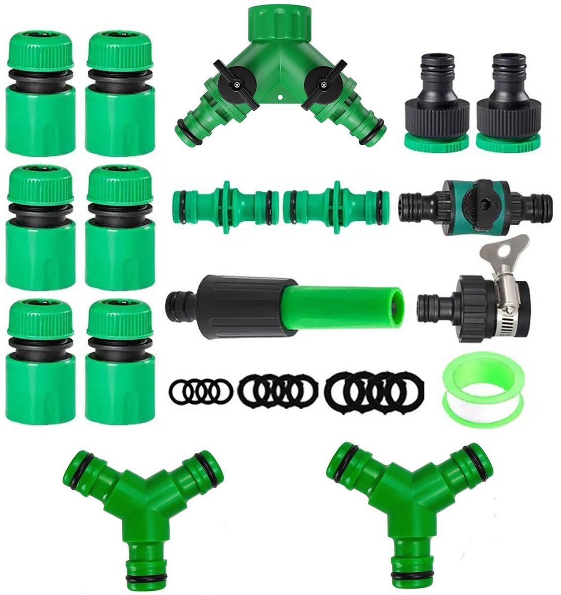Dailygoods - 17-delige aansluiting voor tuinslang, slangverbindingen, universele slangverbindingen voor slangen, kit voor 1/2 inch en 3/4 inch, snelkoppelingen voor irrigatie