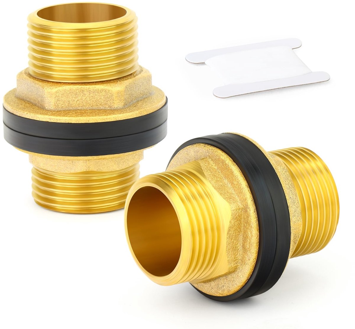 Dailygoods- Schotwatertankconnector - 2 Stuks - Messing - BSP Schroefdraad - Dubbele Rubberen Afdichtingen - Corrosiebestendig - Eenvoudige Installatie - Doorvoeraansluiting