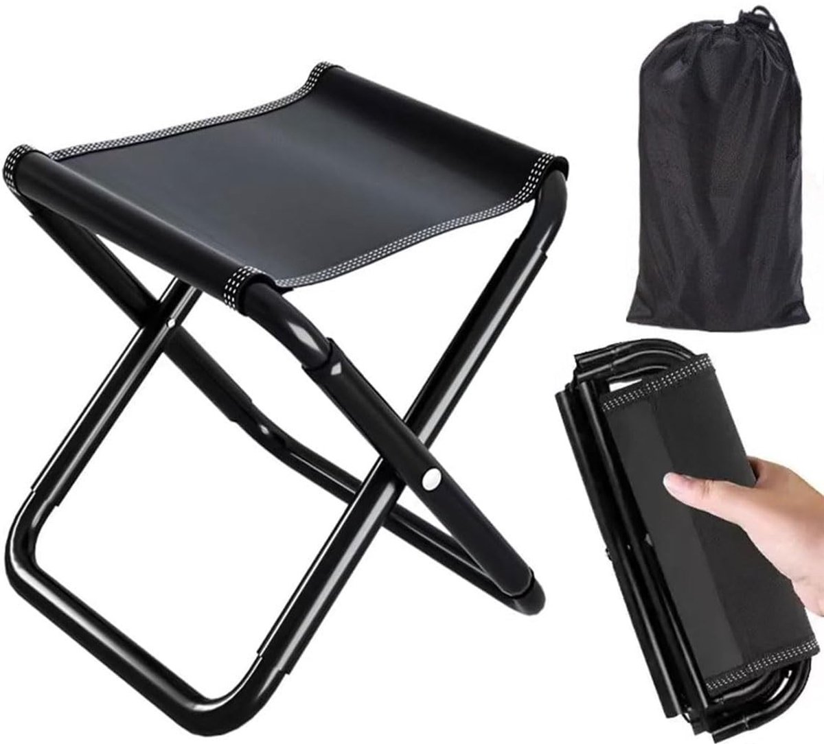 Dailygoods- Campingkruk Draagbaar - Opvouwbaar - Klapkrukje Inklapbaar - 30 cm - Oxford-Stof - Inclusief Draagtas - Klapkruk