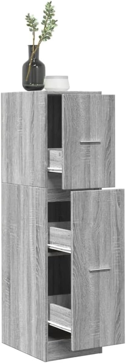 Apothekerskast - Hoge kast - Ruimte organiseren - Zes open vakken - 30 x 41 x 118 cm - Gri