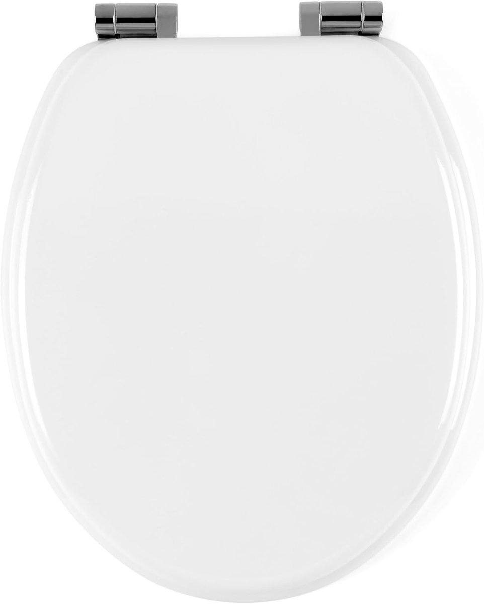 Houten WC-bril - Toiletzitting Deksel - Badkamer Upgrade - Soft-close Deksel - 340 x 415 mm - Wit