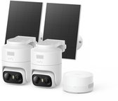 eufy Security eufyCam C37 2-Cam Kit + HomeBase mini - Draadloze Beveiligingscamera Voor Buiten - 360° Beeld - 2K Zonnecamera- Persoons- Huisdier- En Voertuigdetectie - Zonnepaneel - Kleuren-nachtzicht - Geen Extra Kosten