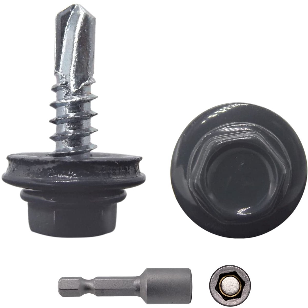 Metalen Dak schroeven - Plaatschroeven Zelfborend - Dakbedekking Bevestigen - Met EPDM ring - 300 stuks - Grijs RAL 7016