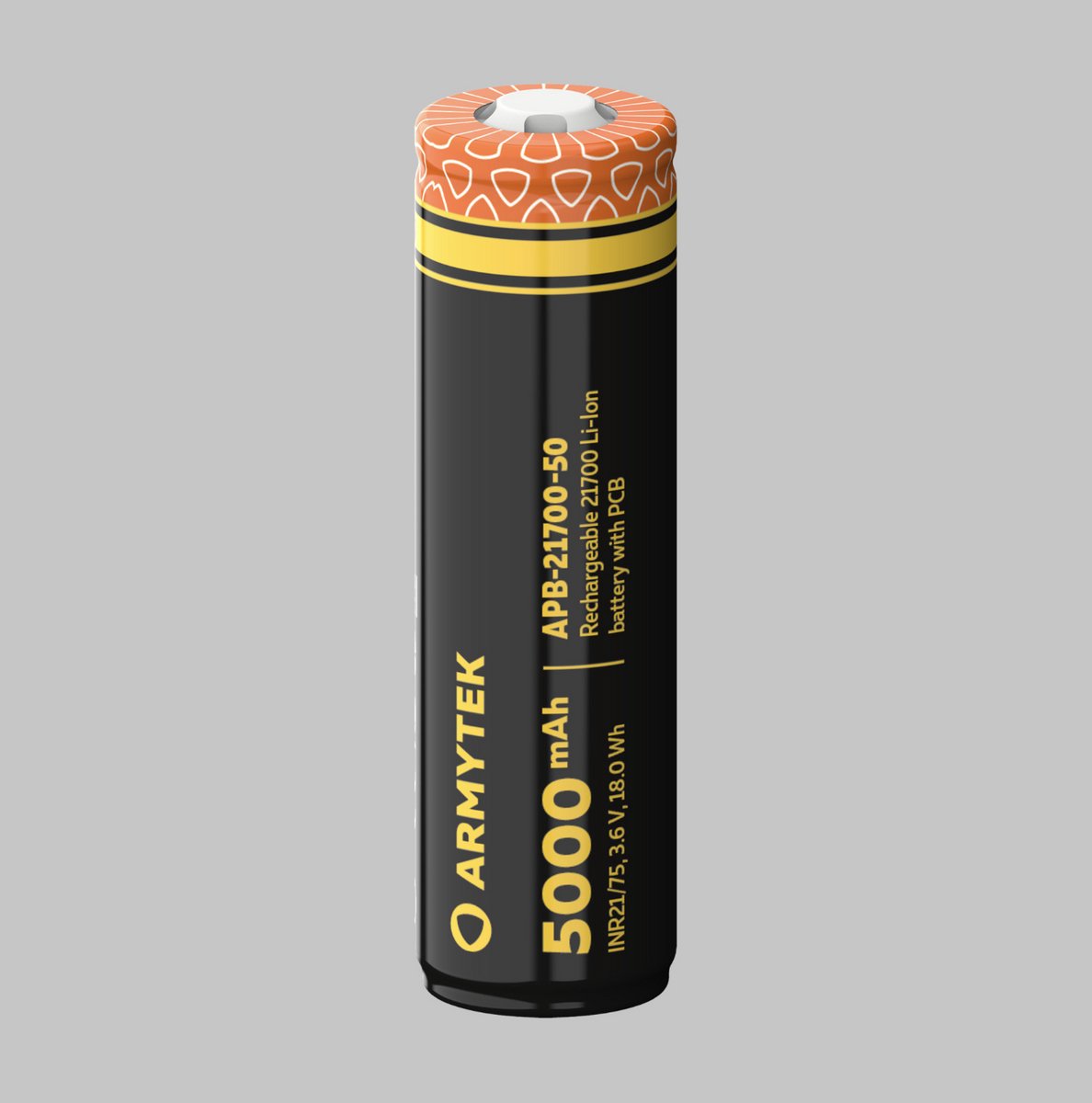 Armytek 21700 Li-Ion - 5000 mAh batterij - 3,6V - 18Wh / met PCB / oplaadbaar