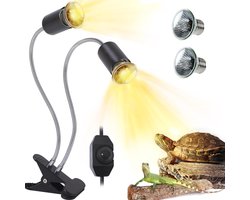 Reptielen Warmtelamp - Dubbele Koplamp - Terrarium Klimaat - Gesimuleerd Zonlicht - 50 Watt - Zwart