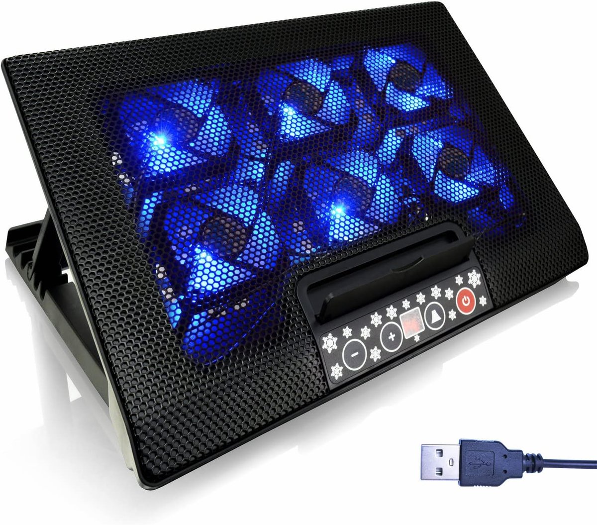 Laptop Koeler - Notebook Ventilator - Oververhitting Voorkomen - Zes Stille Ventilatoren - Tot 18.4 Inch - Zwart